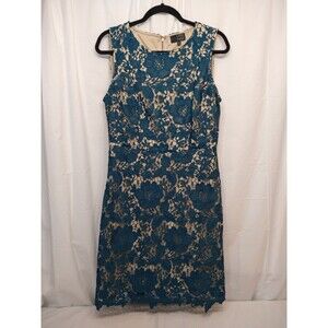 Label By Five Twelve Size 10 Green Crochet Lined Sleeveless Holiday Party Dress